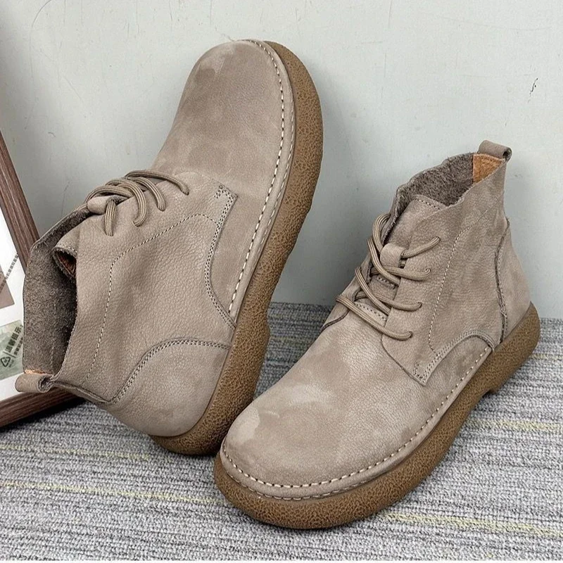 

New Retro Men's Boots Warm Mid Top Casual Workwear Boots Autumn Fashion Comfort Breathable Men Shoe Light Trendy Male Boot Botas