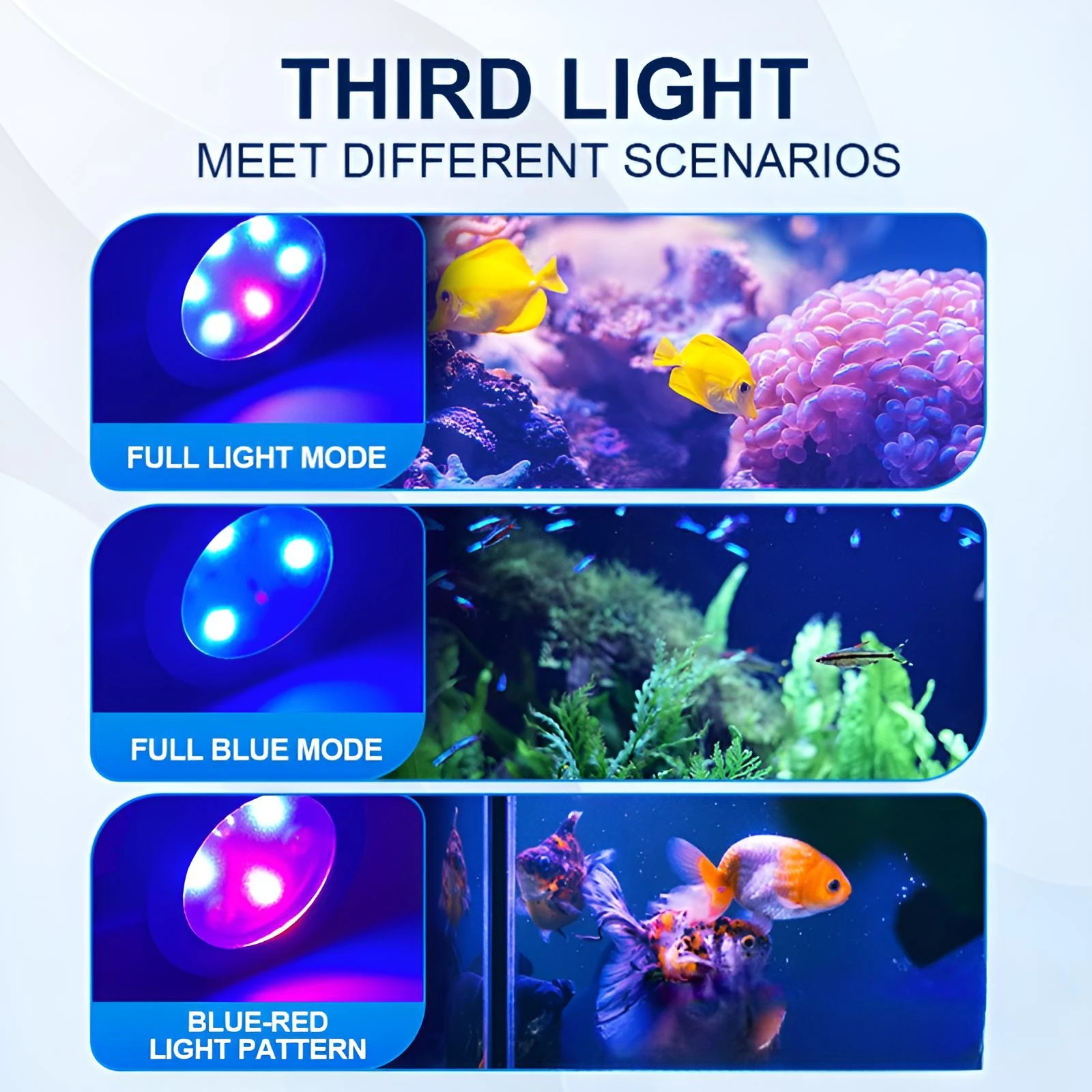 Fish Tank Seawater Lamp, LED Full Spectrum,Water Grass Coral, Special with Time Brightness,Adjustable Three Color Switching,USB