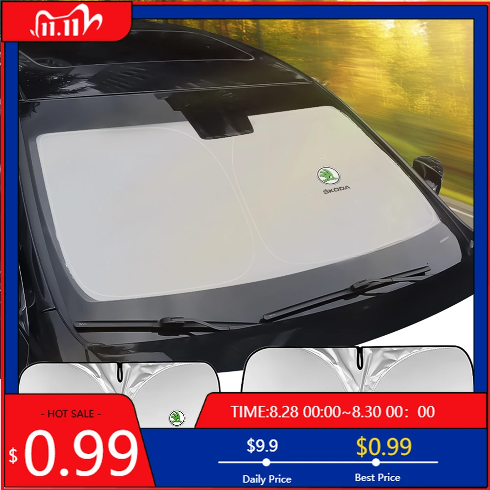 

Солнцезащитный козырек на лобовое стекло автомобиля, складной, для Skoda Fabia 2, Superb 2, 3, Octavia 2, A7, A5, Rapid, Karoq V