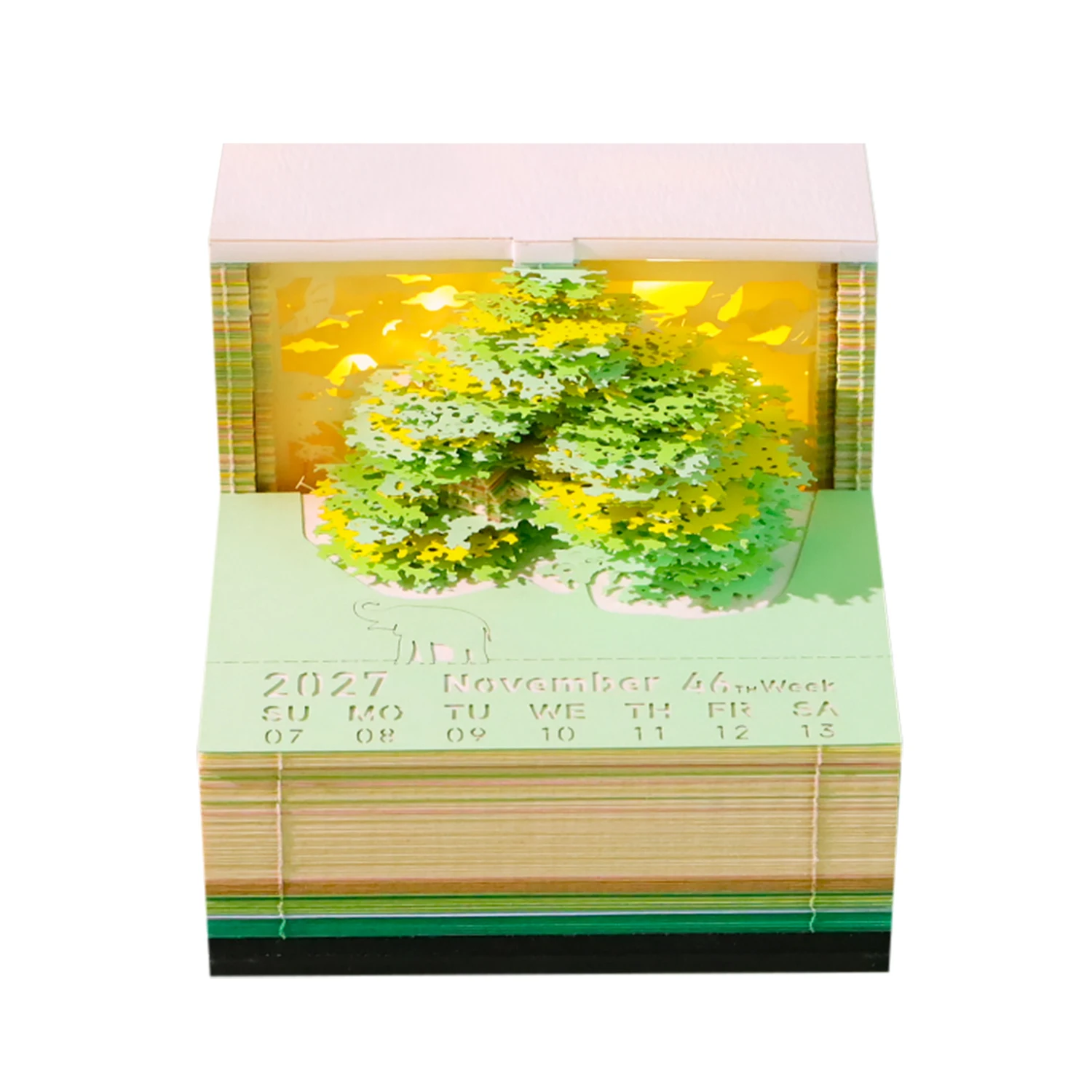 Calendar 2027 Desktop Decor 3D Notepad Sakura Treehouse 3D Memo Pad Block Note Offices Paper Notes Christmas Birthday Novel Gift