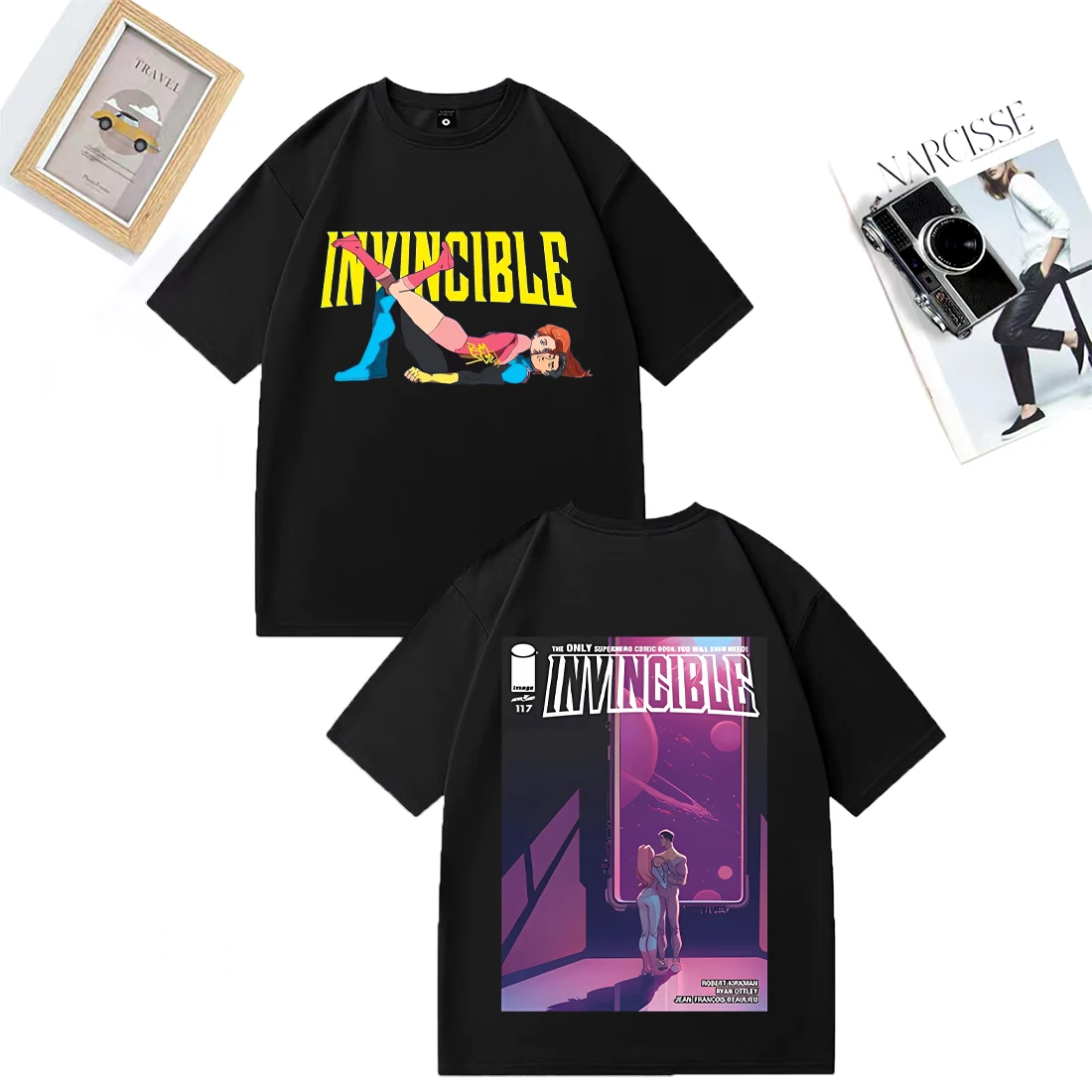 

Invincible Superhero Meme Graphic T-Shirt Anime Men Women vintage Summer Cotton Tops Hip Hop Streetwear Casual Oversized tshirts