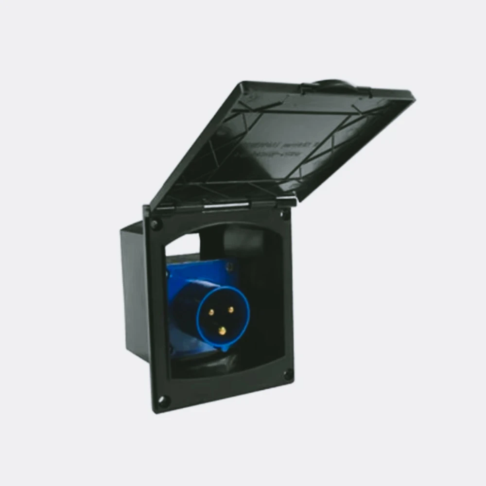1 unidad  red  230V 16A, enchufe  enganche empotrado para caravana, autocaravana, Camper, Van, RV, negro/blanco