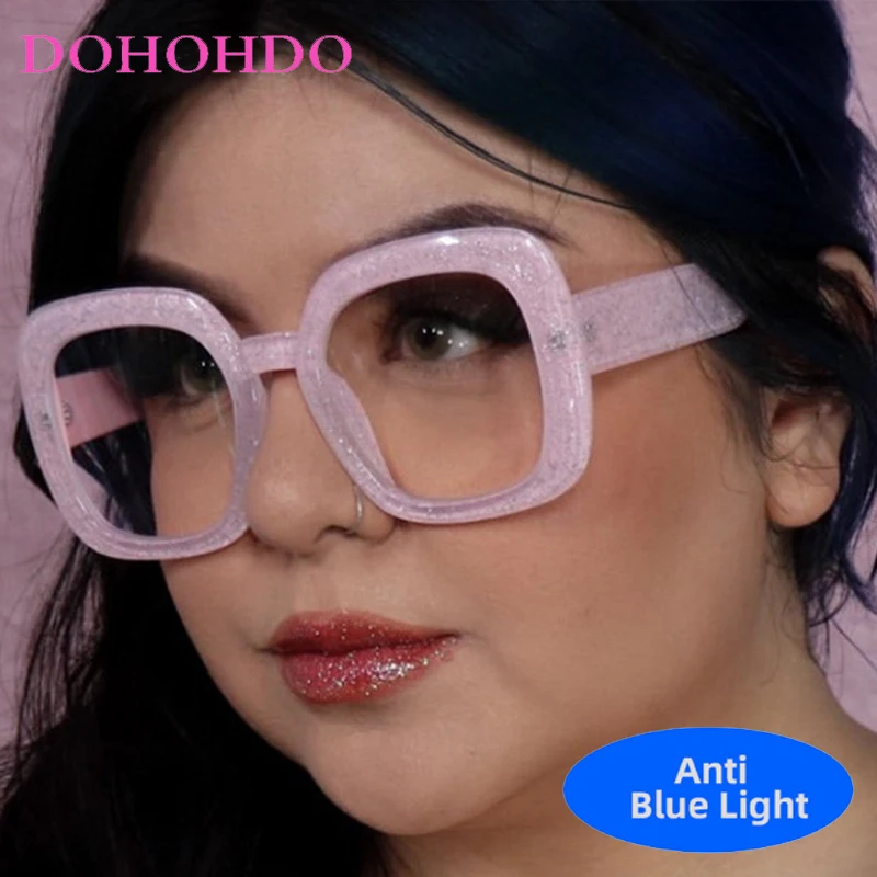 

New Fashion Oversized Square Anti Blue Light Glasses Women Men Brand Designer Computer Reading Eye Protection Optical Eyeglasses