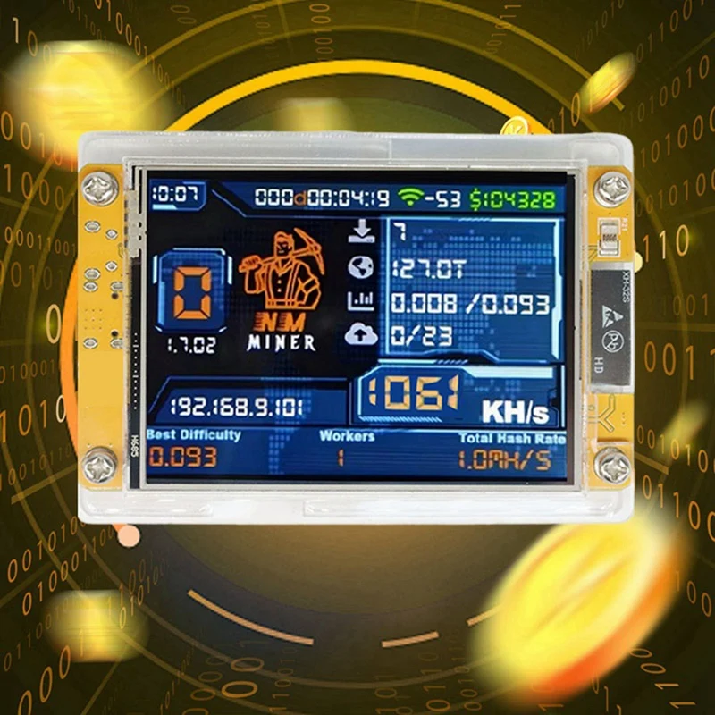3X 1060KH/S +3 Slots Stand Upgraded Harshrate 2.8 Inch Smart Display Bitcoin Crypto Solo Miner for Home
