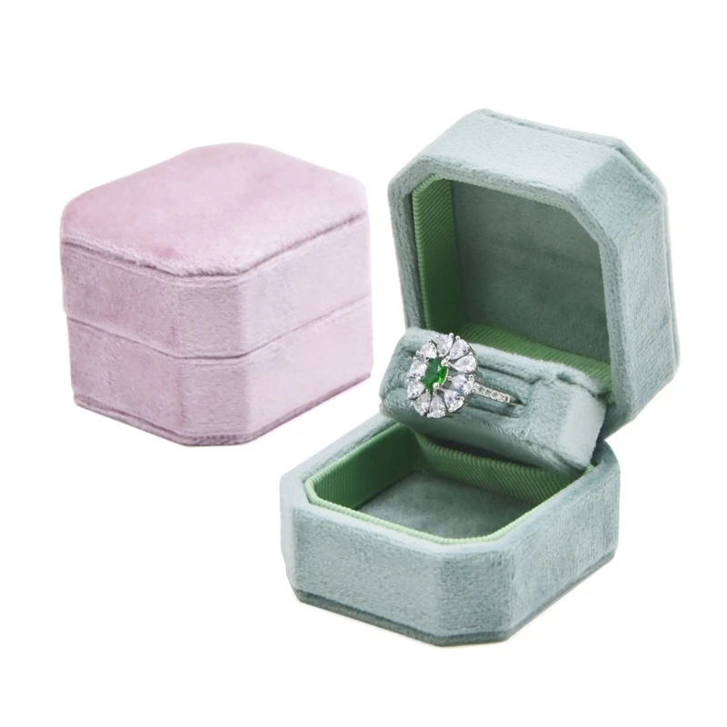 YQ Multifunctional Jewelry Storage Box Exquisite Plush Jewelry Gift Box for Special Occasions Rings Pendant Container