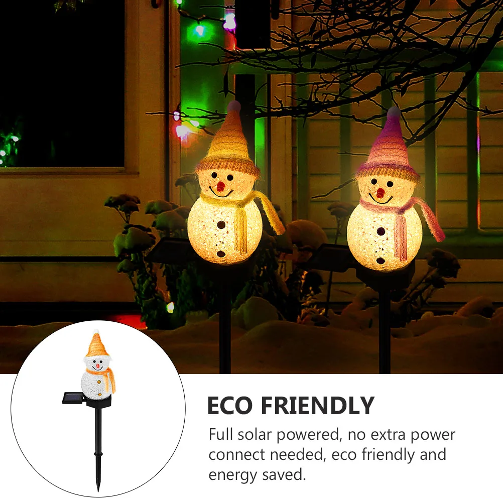

Led Solar Stake Lights Garden Ground Inserted Snowman Shaped Decorative Outdoor Landscape Pathway Lawn Lamp