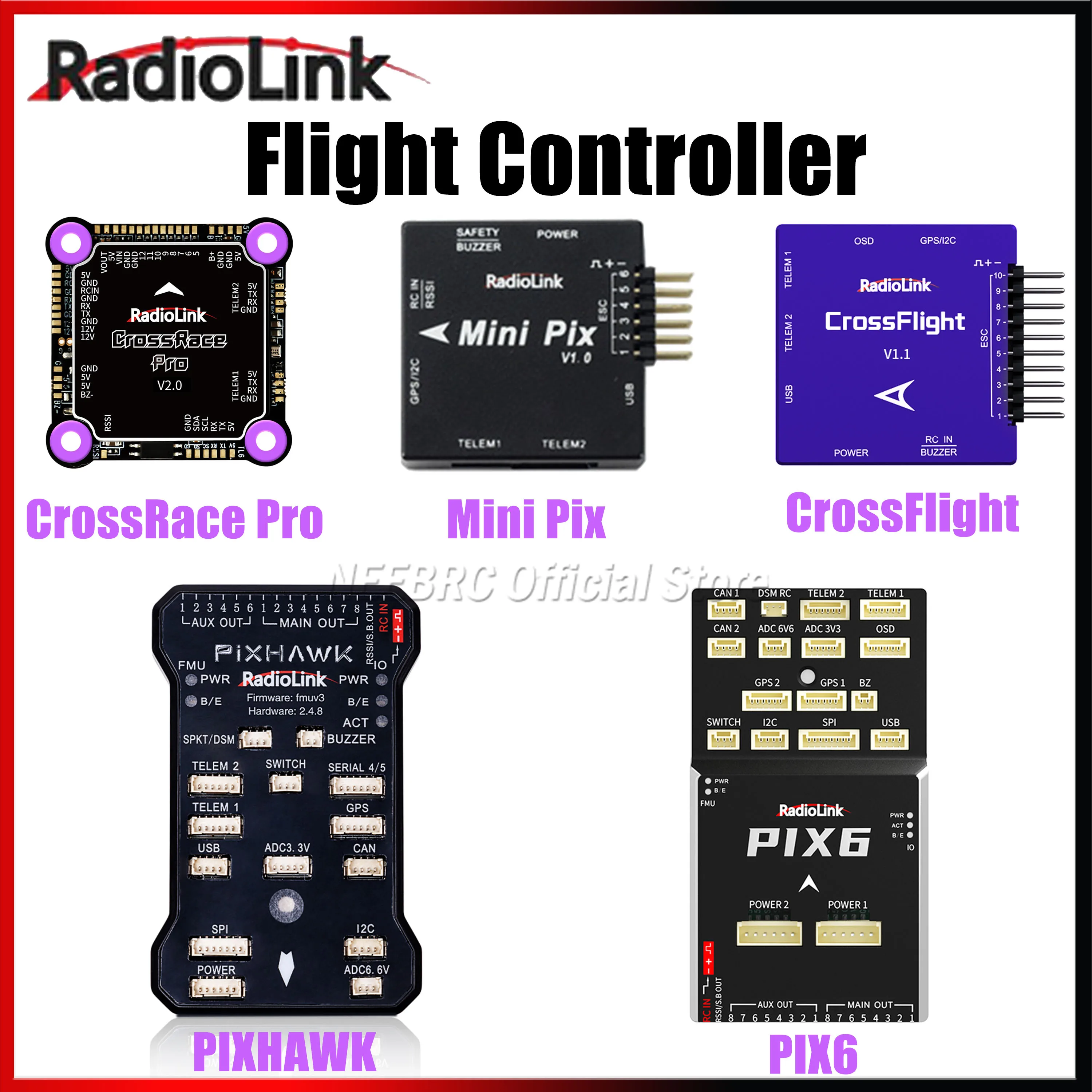 

RadioLink Flight Controller PIXHAWK CrossRace Pro Mini Pix PIX6 CrossFlight FC for Plane Drone Multirotor Car Boat Fixed-wing