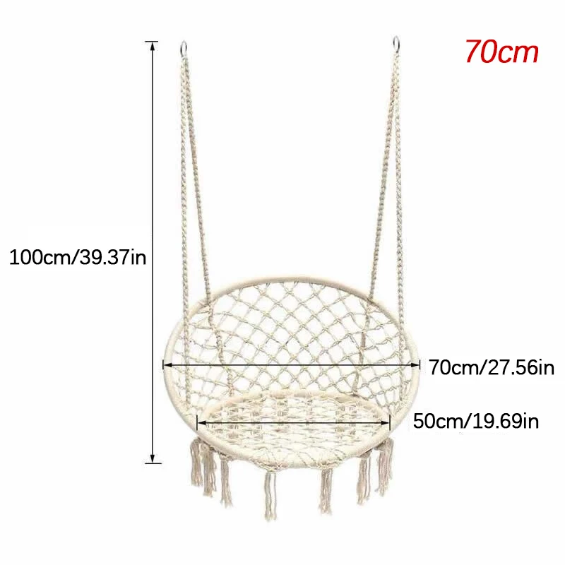 Household Single Hollow Cradle Hanging Basket Hanging Chair Indoor Cotton Rope Woven Swing Hanging Chair Outdoor Garden Chair