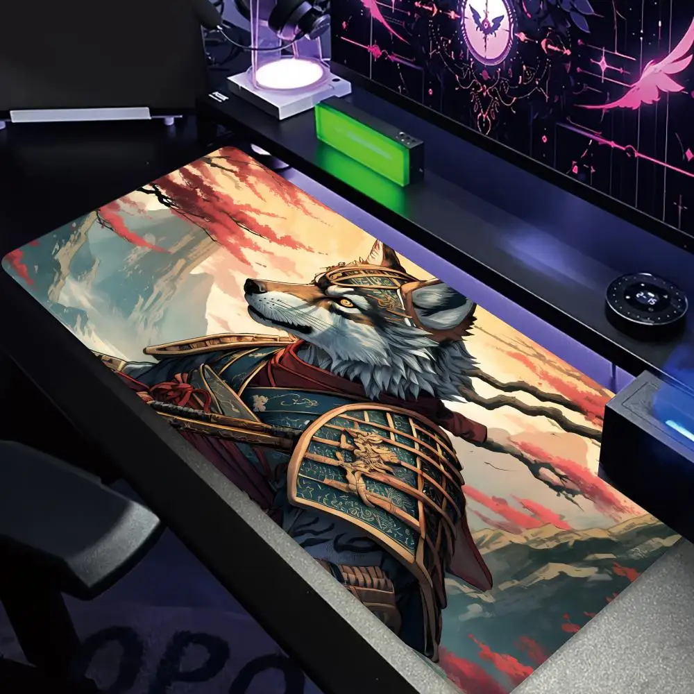 

Fantasy Wolf Samurai большой коврик для мыши настольный коврик игровой коврик аксессуары для ПК клавиатура коврик для мыши офисный ковер ковер для мыши расширенный коврик
