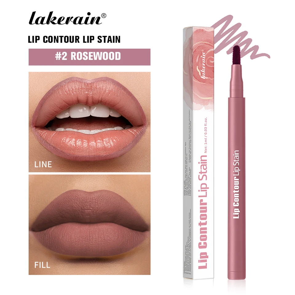 2-in-1 Lip Contour Lip Stain Pen Smudge-proof Non-stick Cup Moisturizing Lip Makeup Cosmetic Dual-Sided Tip Lip Stain & Liner, image 23