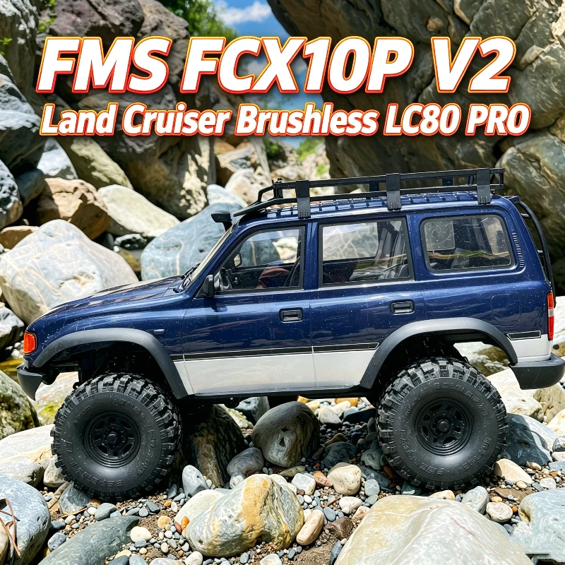 FMS 1/10 FCX10P V2 Land Cruiser Remote Control Brushless LC80 PRO High Speed ​​Climbing Off-Road Car Electric Model With Lights