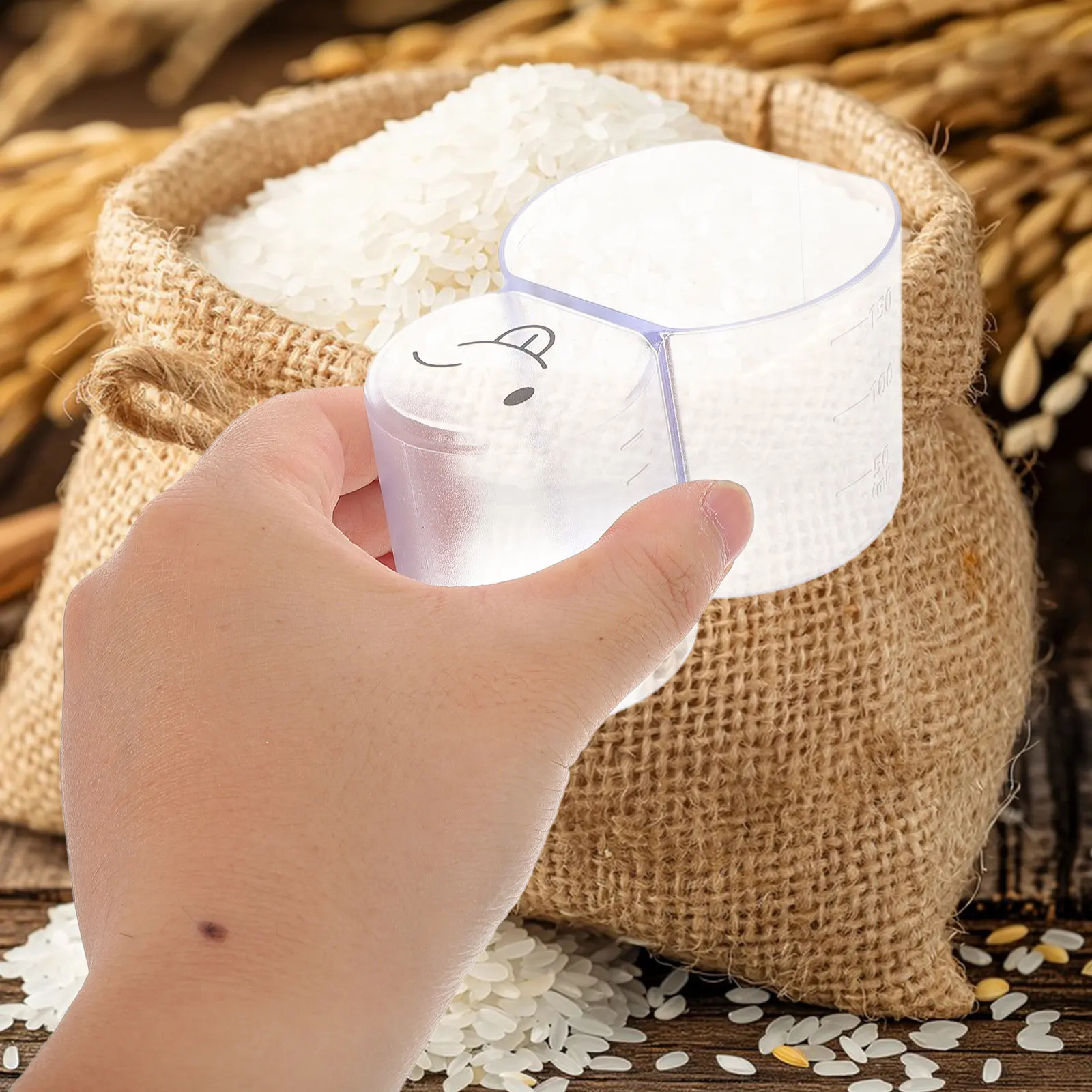 Clear Transparent Plastic Rice Measuring Cup Accurate Graduated Markings Kitchen Cooking Baking Tool Rice Server Cup Kitchen