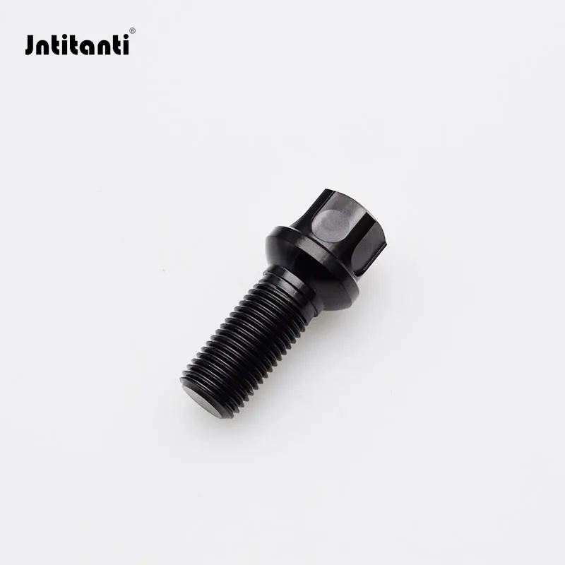 Jntitanti Anti-Theft Concave Head Spherical Seat Gr.5 Titanium Wheel Bolt M14x1.5 for VW Audi Cars Wheel with Titanium Key
