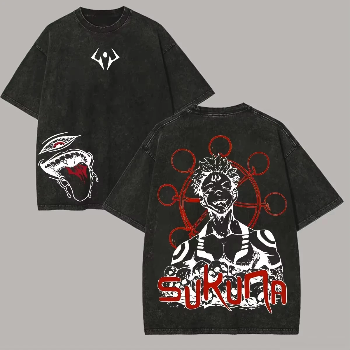 Ryomen Sukuna T Shirt Jujutsu Kaisen Men Acid Wash Mahoraga Wheel Anime Streetwear King of Curses Vintage Tee Unisex 2026 Summer