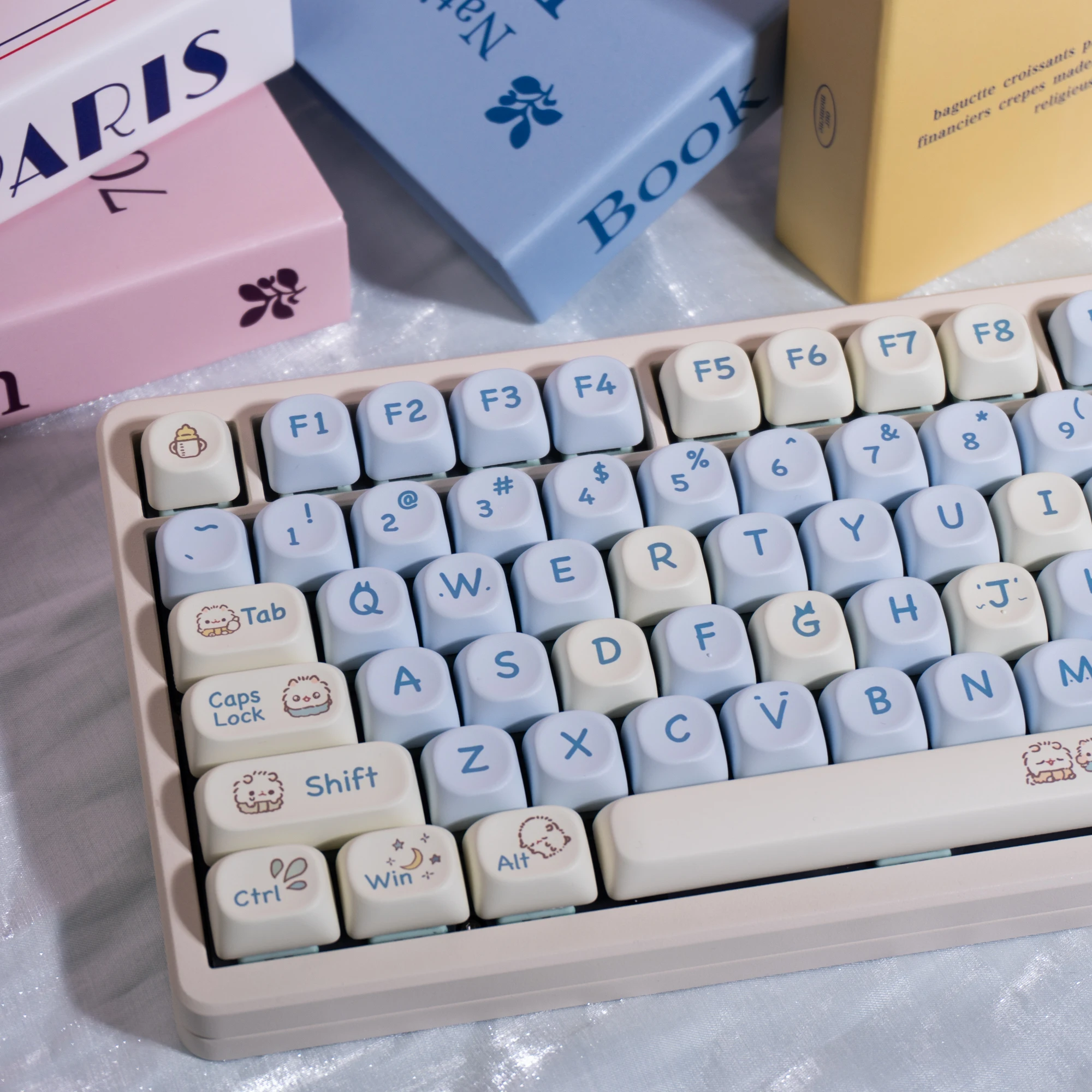 

130 клавиш, профиль MOA, колпачки для клавиш Blue Cat из ПБТ, колпачки для клавиш с таможенной краской для переключателей Cherry Gateron MX, механические клавиатуры