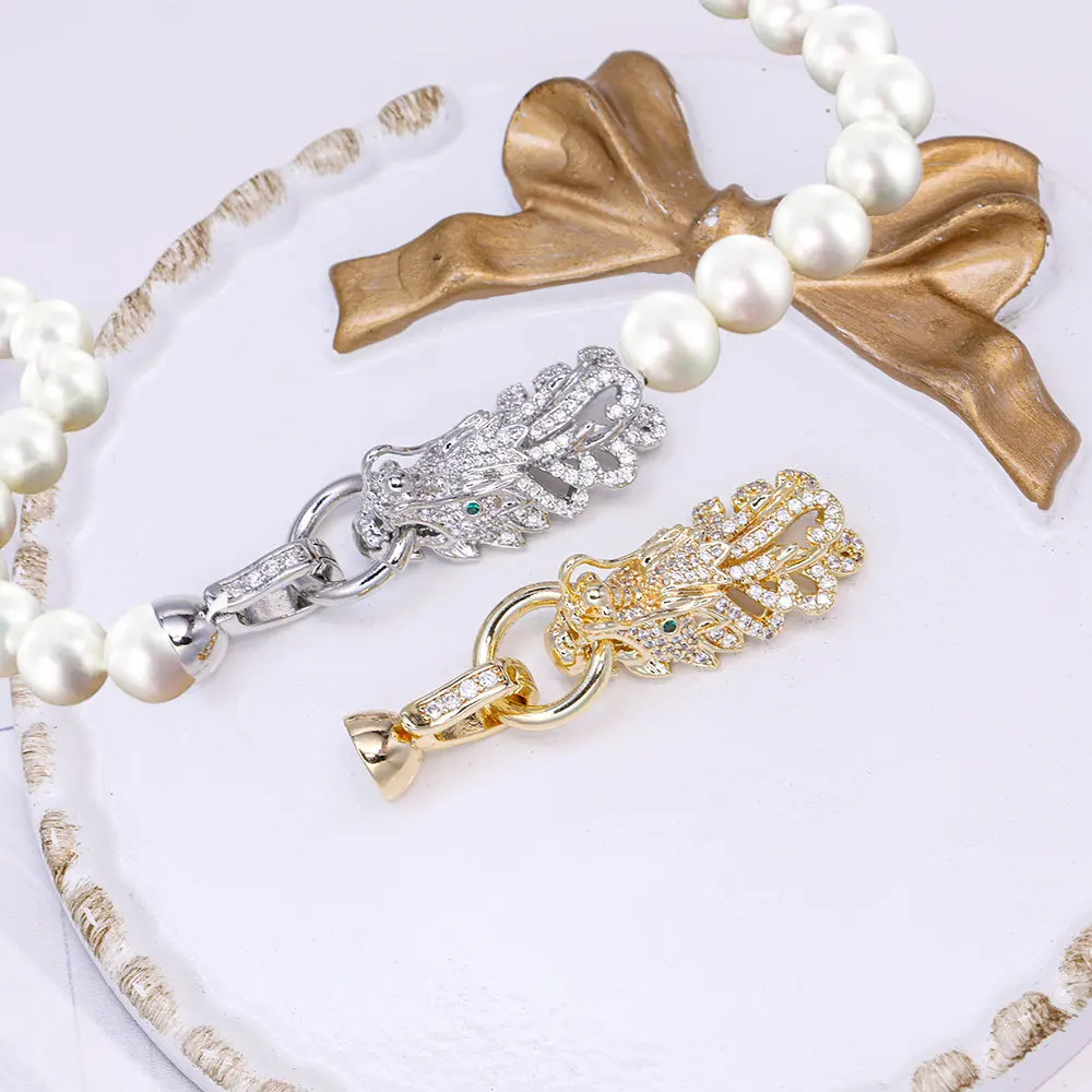 Juya 18K Gold Plated Flower Pendant Connector Fastener Hook Clasps Accessories For DIY Women Needlework Pearls Jewelry Making