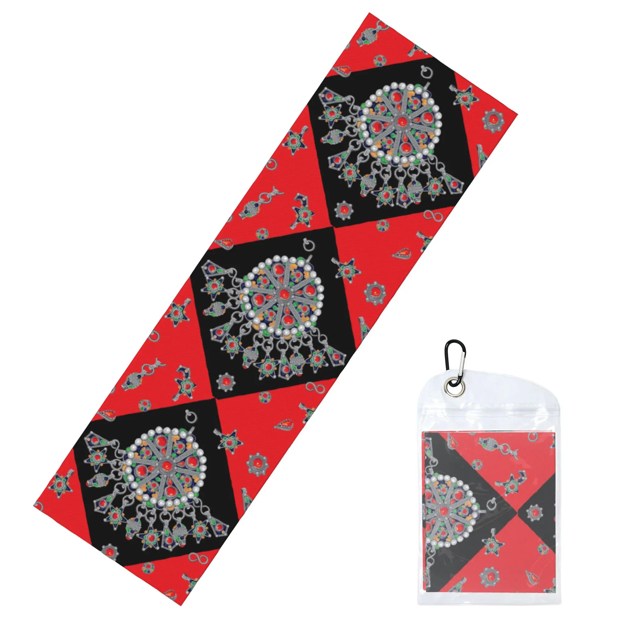 Kabyle Style Jewelry Cold Exercise Towel  Moroccan Carpet Pattern Super Soft Breathable Instant Cooling Towel Yoga Towels