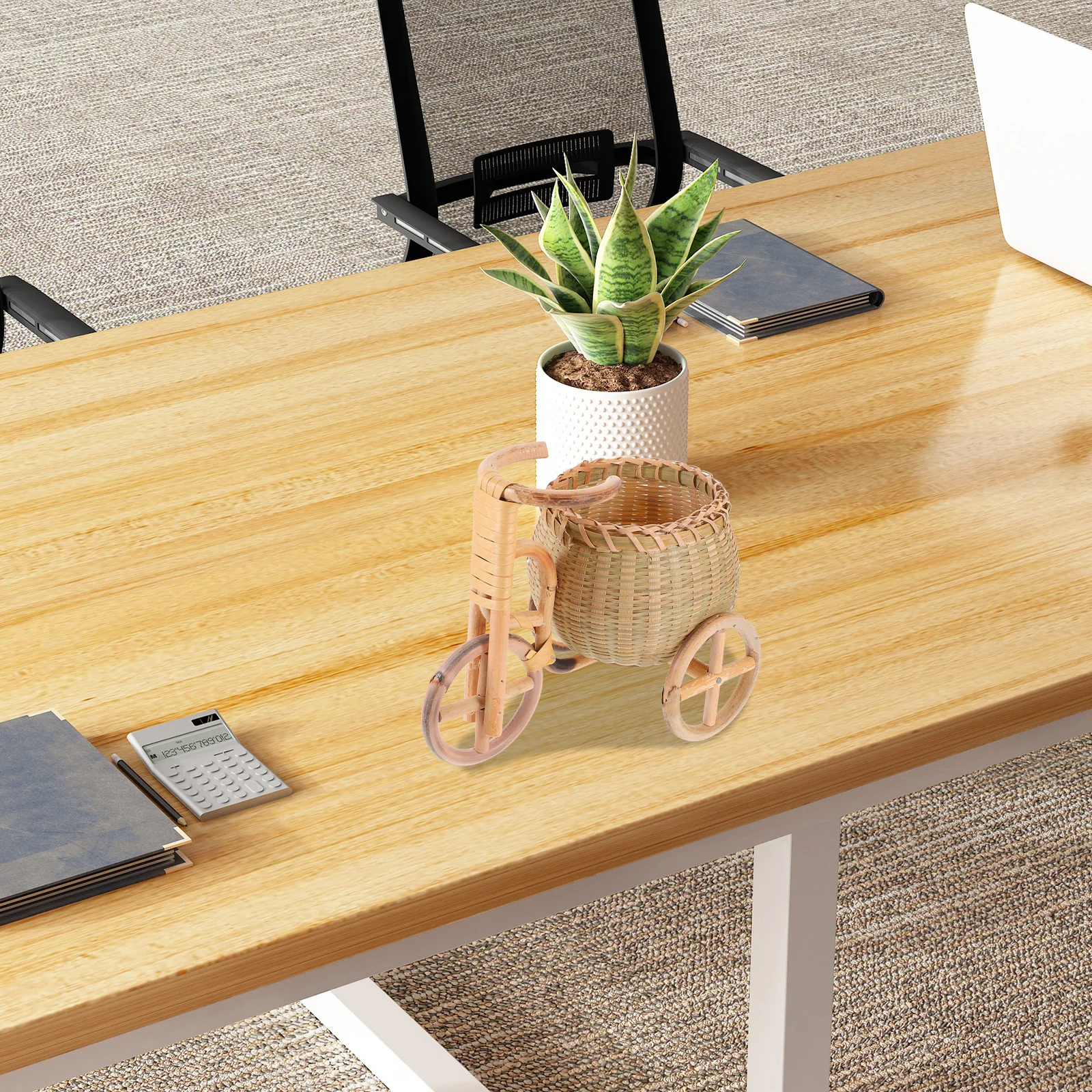 

Bamboo Woven Decoration Mini Bamboo Bike Handmade Creative Tricycle Shape Food Storage Basket Desktop Ornament Home Decor