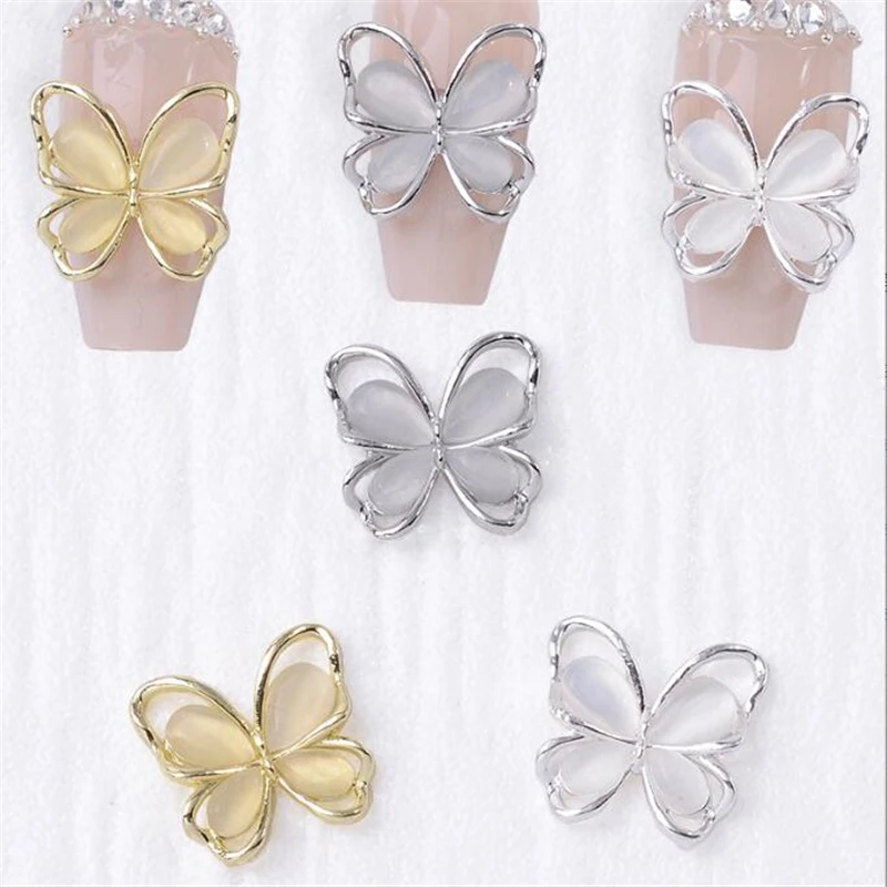 10pcs/lot new retro 14mm opal butterfly beads charm geometric connectors for diy manicure jewelry making accessories material