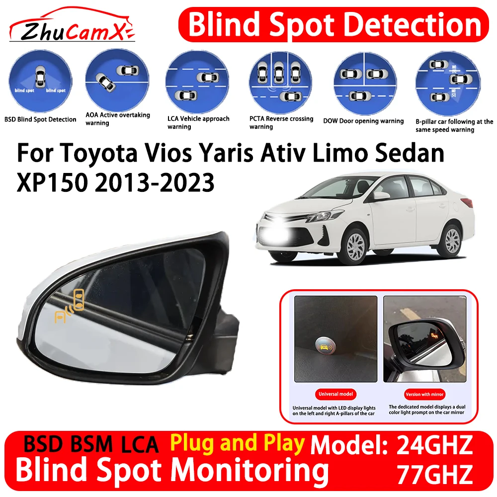 for Toyota Vios Yaris Ativ Limo Sedan XP150 2013-2023 OEM Car Blind Spot Detection System Lane Change Assist RCTA Radar Alert