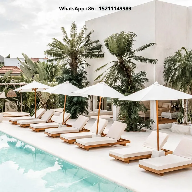 Durable Wooden Leisure Deck Chairs for Outdoor Swimming Pool Beach Garden Hotel Sun Loungers for Garden Exterior Furniture