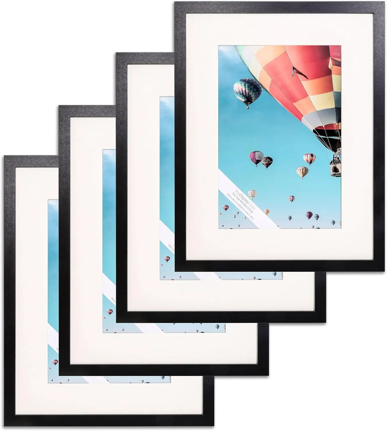 The Display Guys - Black Wooden Minimalist Picture Frames Set - Tempered Glass Wall Hanging