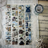 A Great Idea Studio Vintage Colleage House Washi PET Tape for Plan Card Making DIY Scrapbooking Decorative Sticker