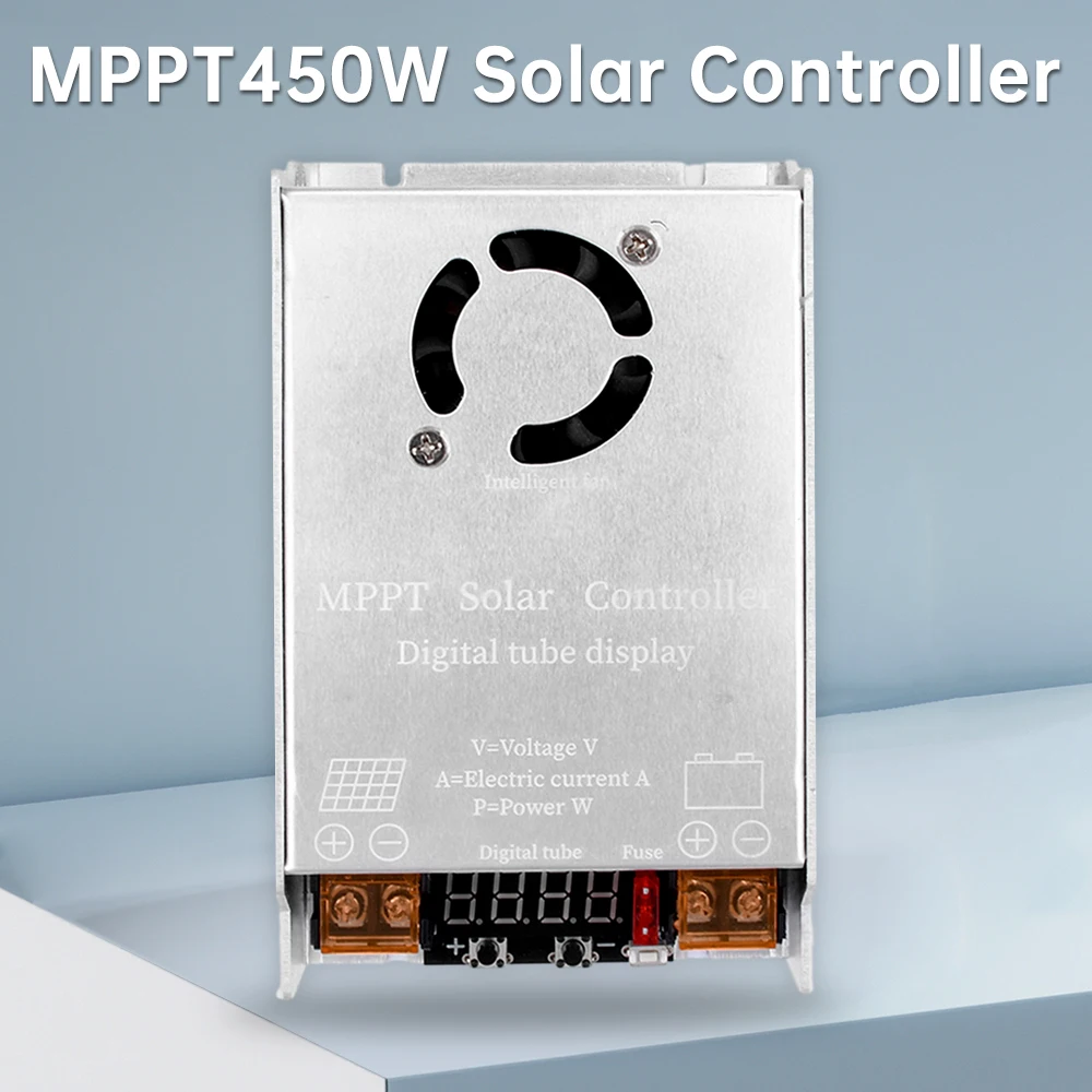 MPPT 450W Booster Solar Controller 12V~50V Input Step-up Charging For 24V 36V 48V 60V 72V Lithium Gel Battery Tracking Adjustab