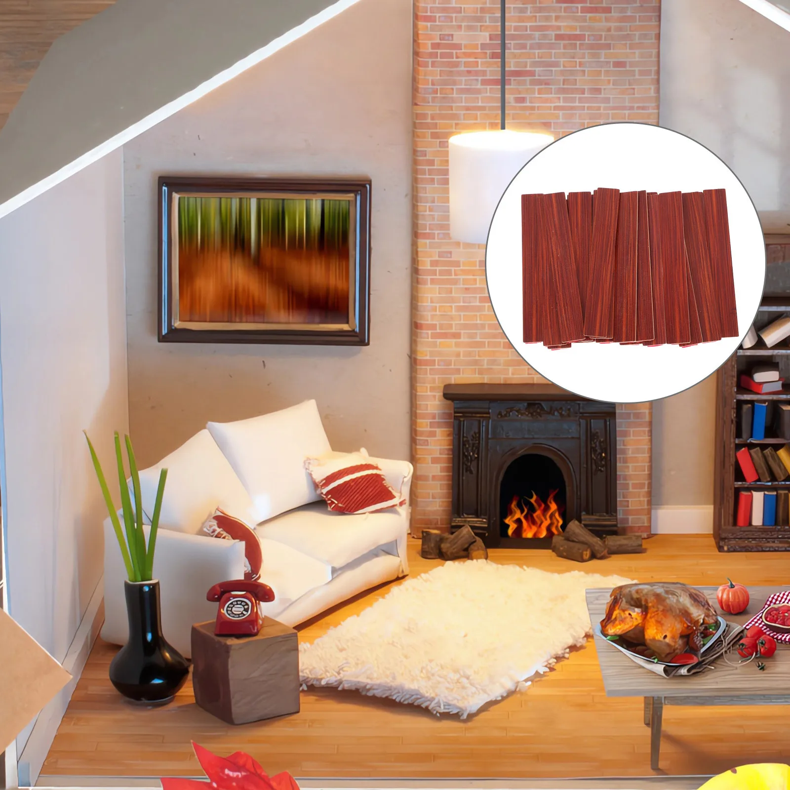 

20pcs Mini Dollhouse Wood Floor Tiles Self Adhesive Realistic Grain Waterproof Durable For House Diy Decoration Kit Floorboard