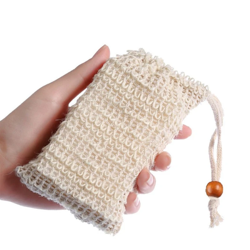 1pcs Natural Mesh Soap Bags - Soft Reusable & Breathable Facial Cleansing Lathering Cotton Mesh for Body Cleansing and Skincare