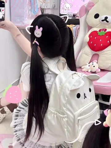 Милый рюкзак Rilakkuma с мультяшной вышивкой, вместительный школьный ранец для студентов, нейлоновые многофункциональные сумки