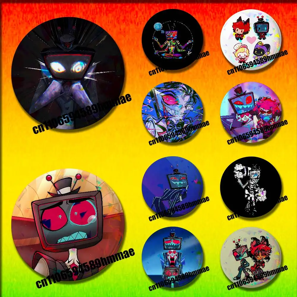 

For Vox H-HazbinS Emblem Round Pins Insignia Badge Cover Ornament 75mm Cosplay Brooch Button