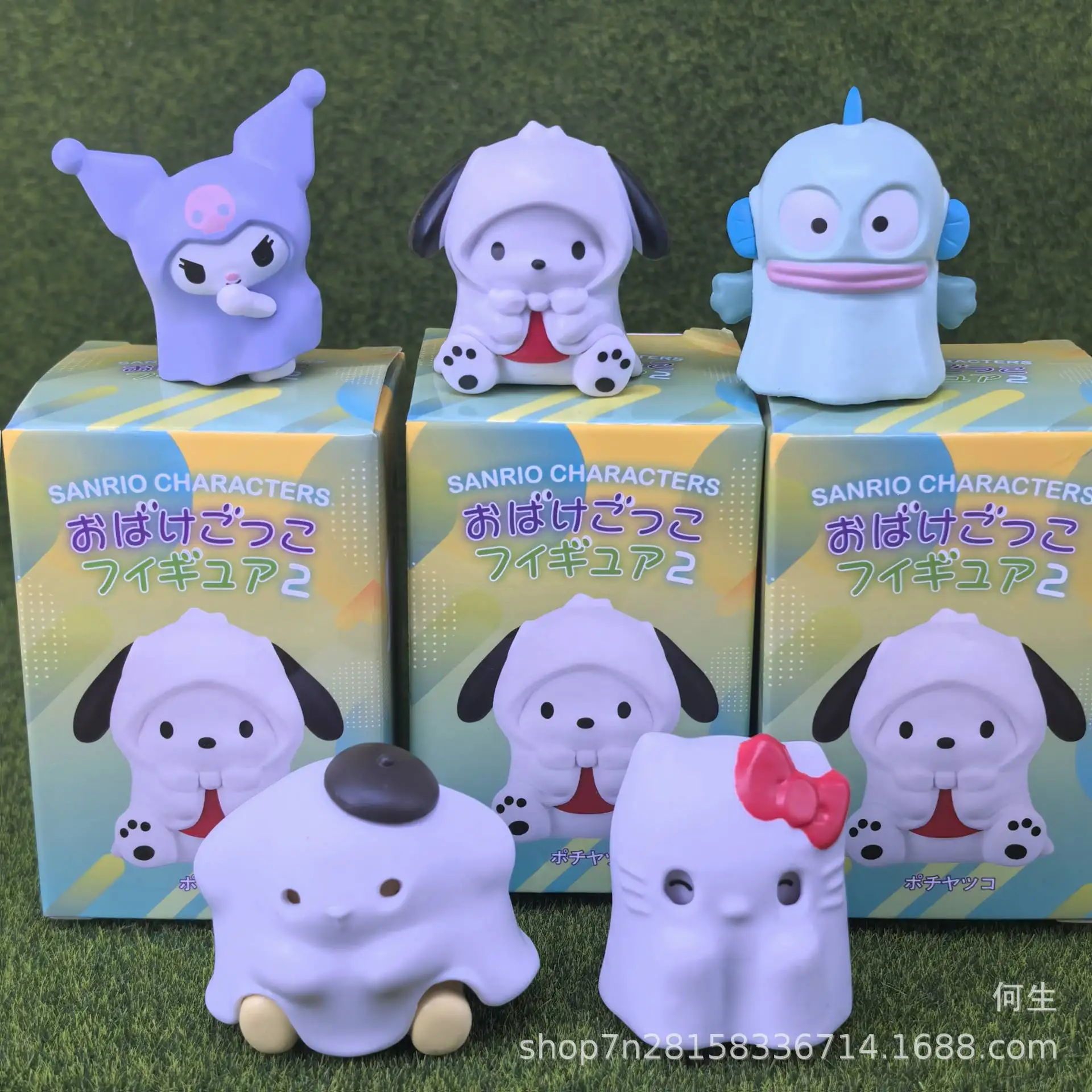 

Sanrio Ghost Cosplay Kuromi Pochacco Hangyodon Hello Kitty Mystery Blind Box Gifts Toy Model Anime Figures Collect Ornaments