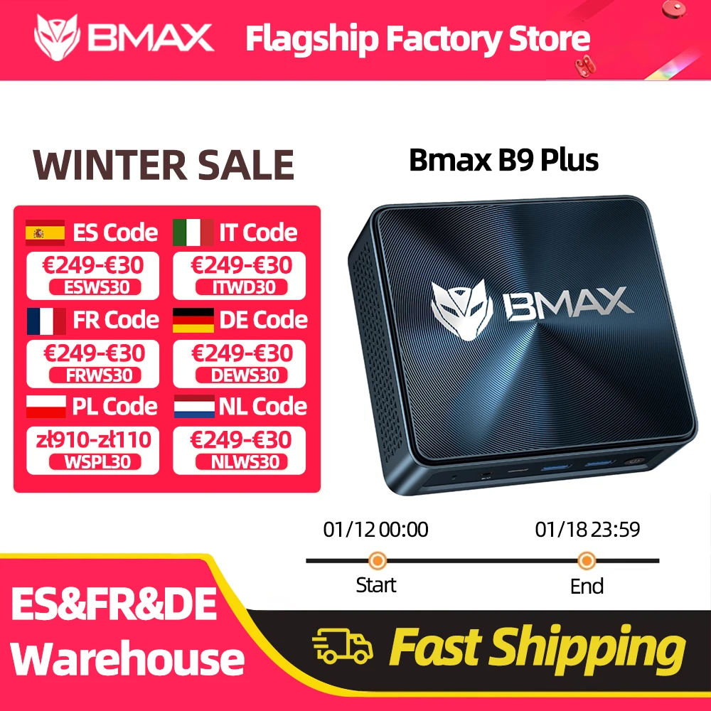 BMAX B9 Plus Mini PC Intel Core i5-1250P 12 Core Max 4.4GHz 24GB LPDDR5 RAM 512GB SSD WiFi 6 Bluetooth 5.2