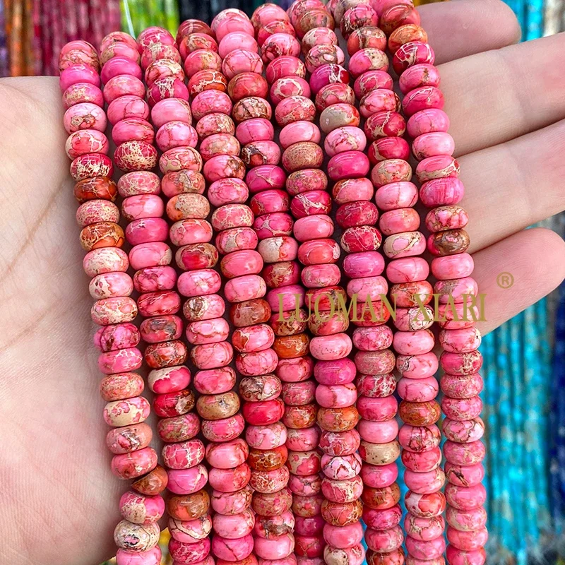 5x8MM Abacus Natuursteen Zeesediment Jasper Rondelle Losse Spacer Kralen voor Sieraden Maken DIY Armband bedels Accessoires
