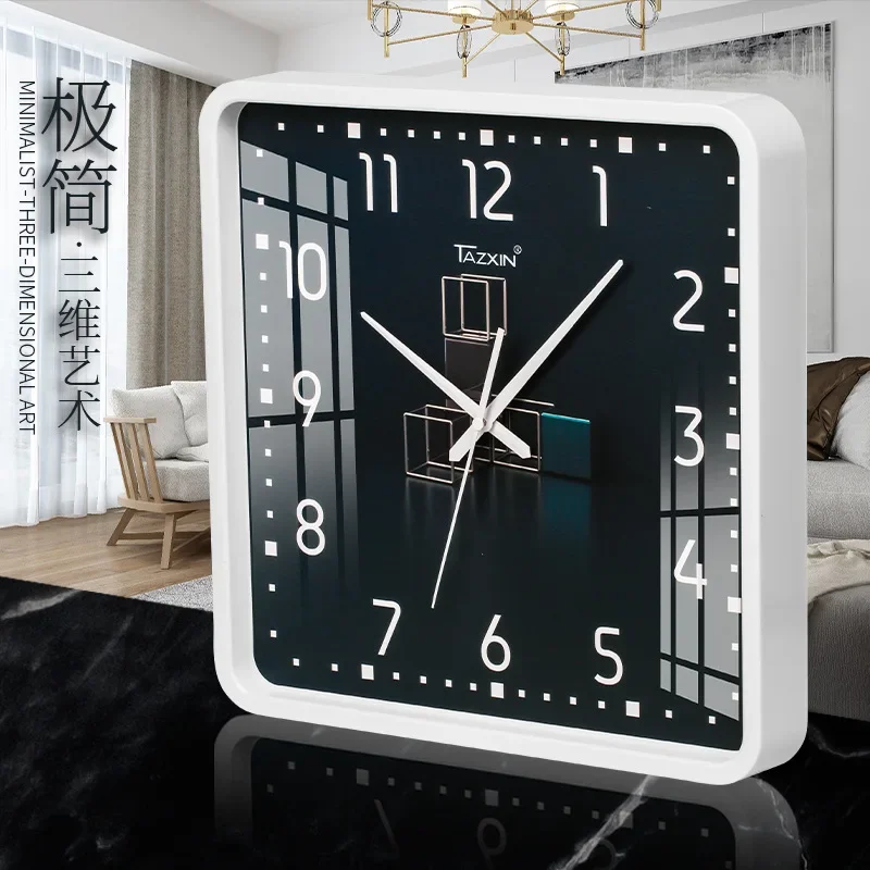 14 Inch Modern Square Wall Clock Silent Non Ticking Quality High Quartz Wall Clock with Digital Calendar Week Display Home Decor