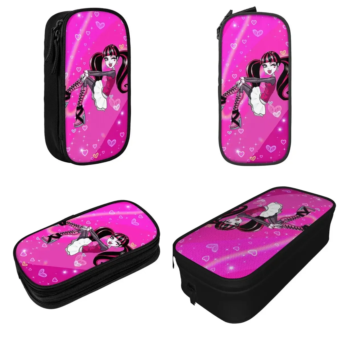 Alta Anime Draculaura Lápis Casos, Pen Holder para Estudante, Saco de Grande Capacidade, Material Escolar, Zipper Papelaria