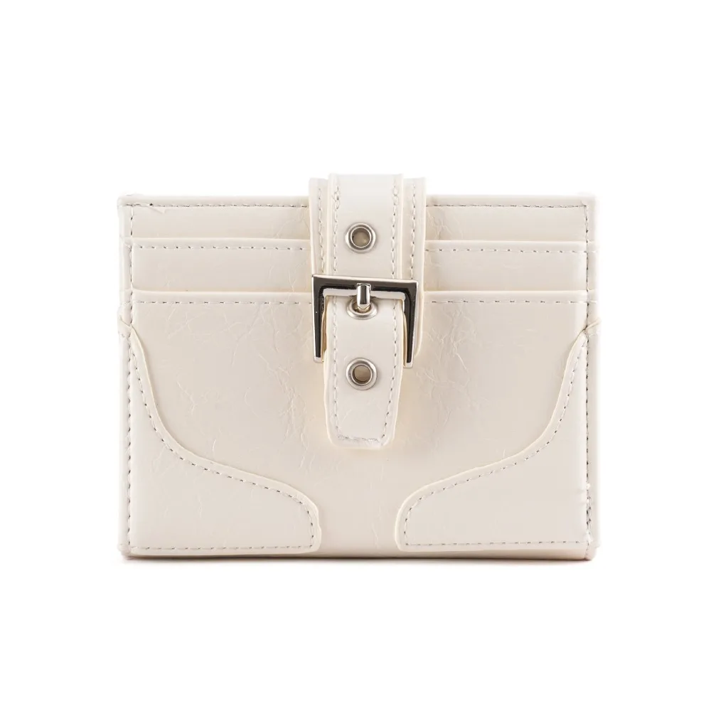 

Casual Korean Style Women Short Wallet Ultra Thin Short Clutch Card Bag Buckle Multi Slot PU Leather Card Holder Travel