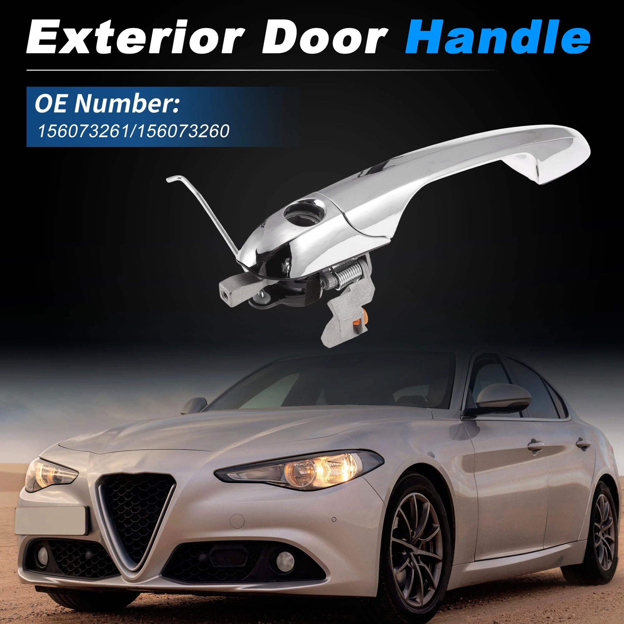 

UXCELL Exterior Door Handle No.156073261/156073260 Outside Car Door Handle for Alfa Romeo 147 (937_) 2000-2010 Chrome 1 Pcs