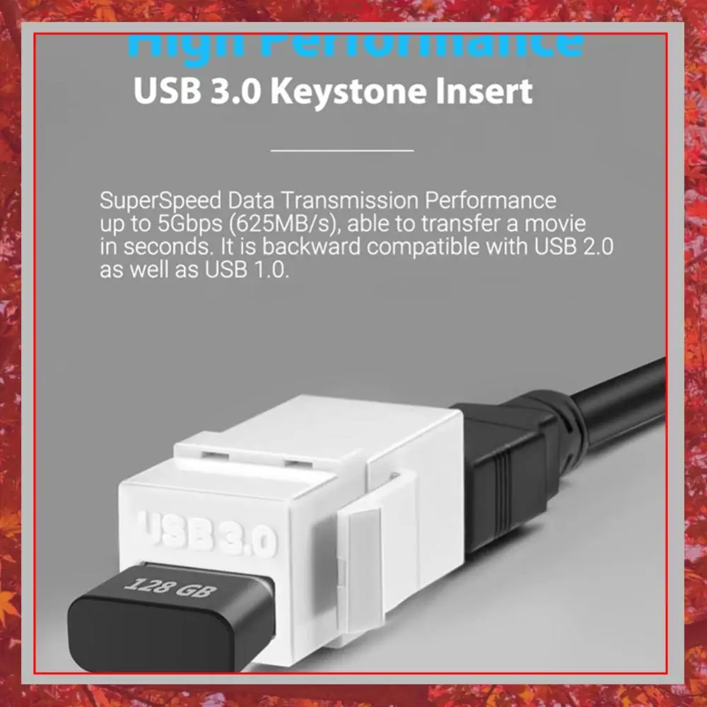USB To USB Adapter Female To Female Connector for Wall Plate Outlet Panel USB 3.0 Keystone Jack Inserts Easy Installation