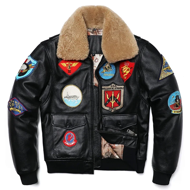 Militaire Kleding G1 Flight Jacket Verdikking Quilted100% Koeienhuid Lederen Jassen Mannen Jas Winter Overjas M212 Dropshipping