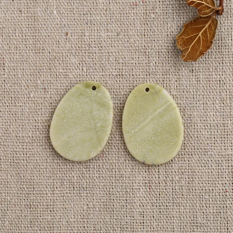 B&F Serpentine Earring Beads, Handmade Natural stones beads, Polished Stones for jewelry Making Supplies