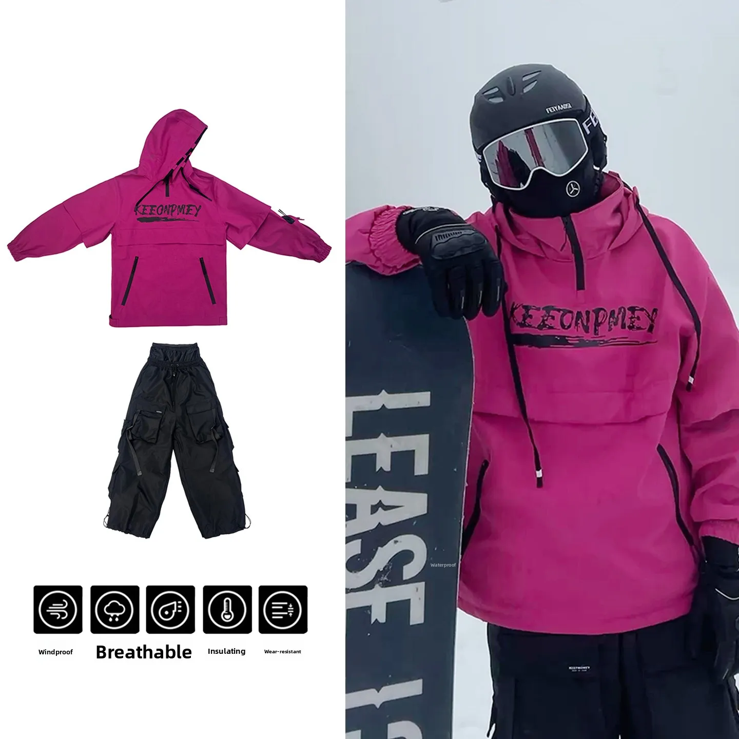 men's-and-women's-violet-ski-suit-set-winter-waterproof-windproof-snowboard-hooded-skiing-outfit-gear-adjustable-elastic-wrist
