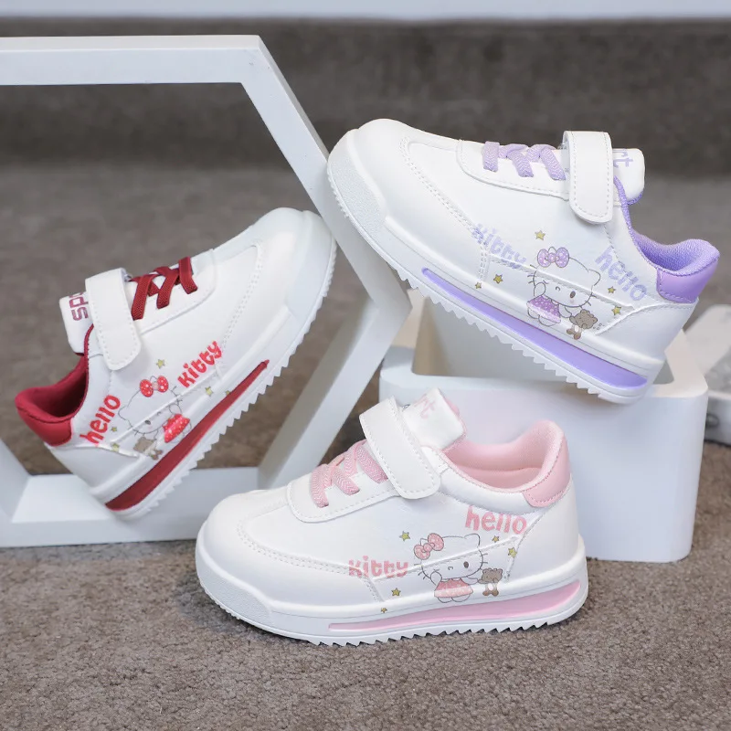 

Кроссовки Hello Kitty 2026 весна-осень для детей - кожаные повседневные кроссовки с мультяшным принтом, спортивная обувь для девочек и мальчиков старшего возраста