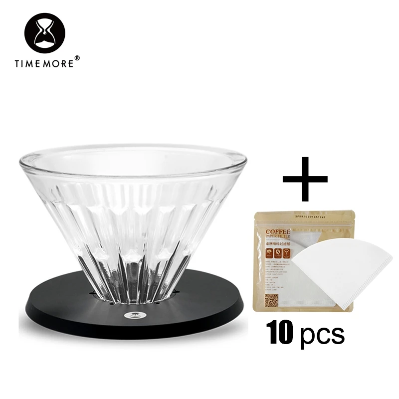 

TIMEMORE Store Coffee Filters Glass Reusable Cup Drips By Hand Send 10 Pcs Of Filter Paper For Trave Office Kitchen House