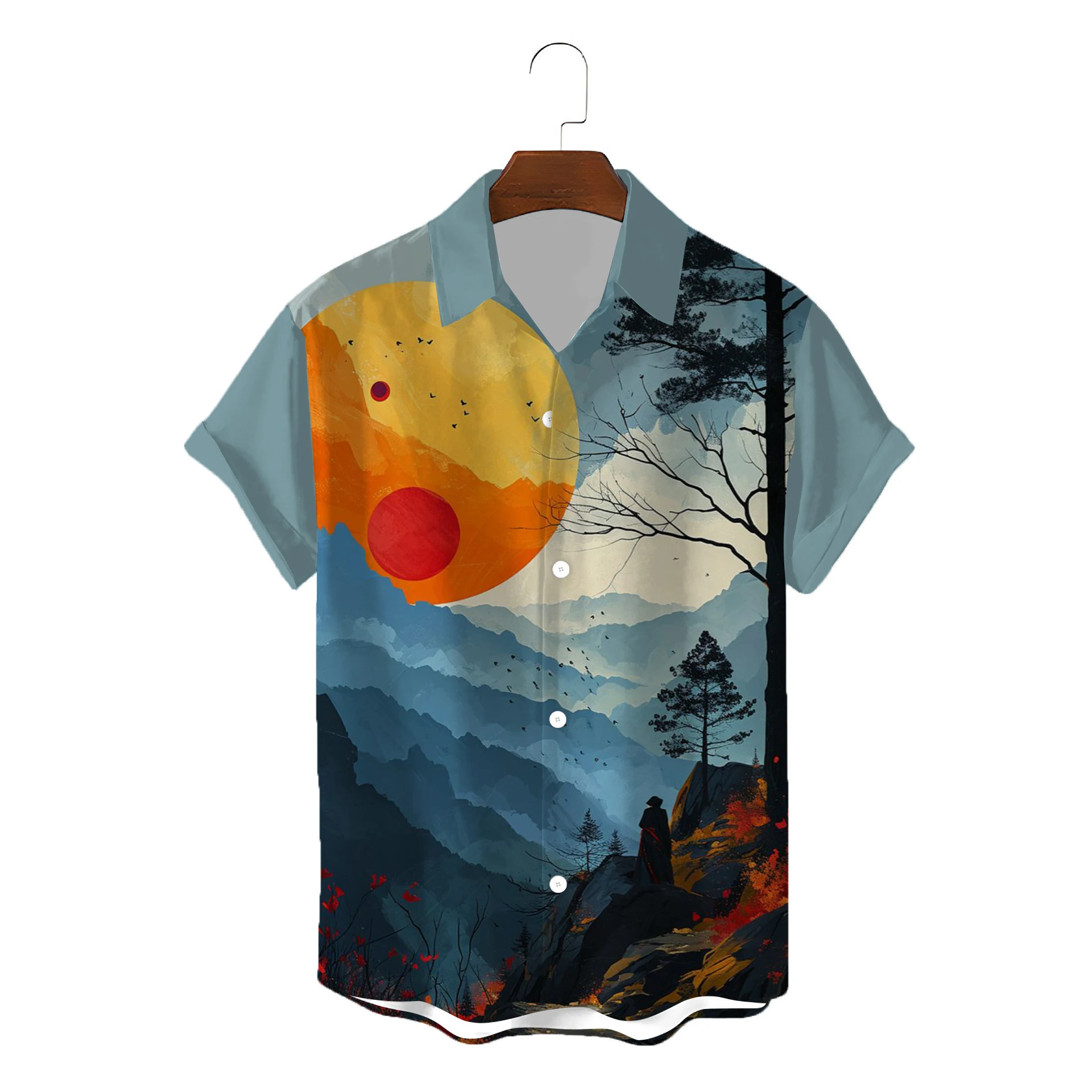 New Summer Fashion Men's shirt Hawaii man shirt cat 3d printing Shirt Europe Retro style Harajuku Casual Short Sleeve