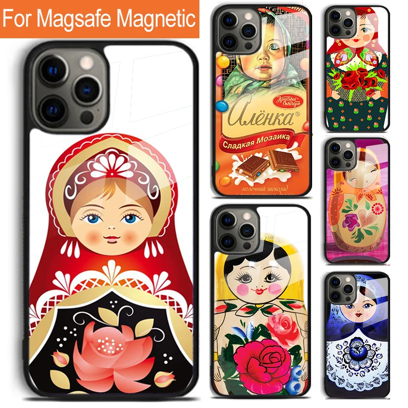 Cute Russian Dolls Matriochkas Phone Case For iPhone 16 15 14 13 12 11 Pro Max Plus Magsafe Magnetic Wireless Charging Cover