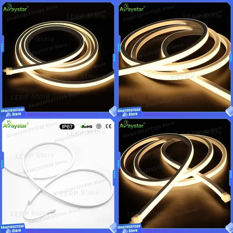 24V Flexible LED Neon Light 10x10mm IP67 Silicone Strip Outdoor Architectural Lighting with WiFi Switch Control High Quality
