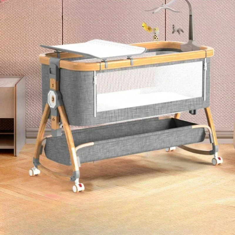 Mobile Portable Cradle Bed Aluminum Alloy Baby Bed Foldable Multifunctional Newborn Spliced Large Bed Baby Rest Chair