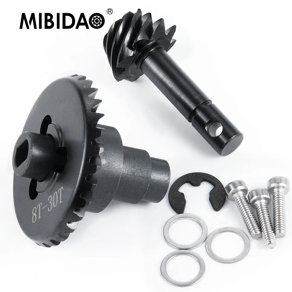 MIBIDAO 8T + 24T/30T/33T ingranaggio assiale elicoidale in acciaio per Axial SCX10 II 90046 AR44 1/10 RC Rock Crawler Car Truck Upgrade Part